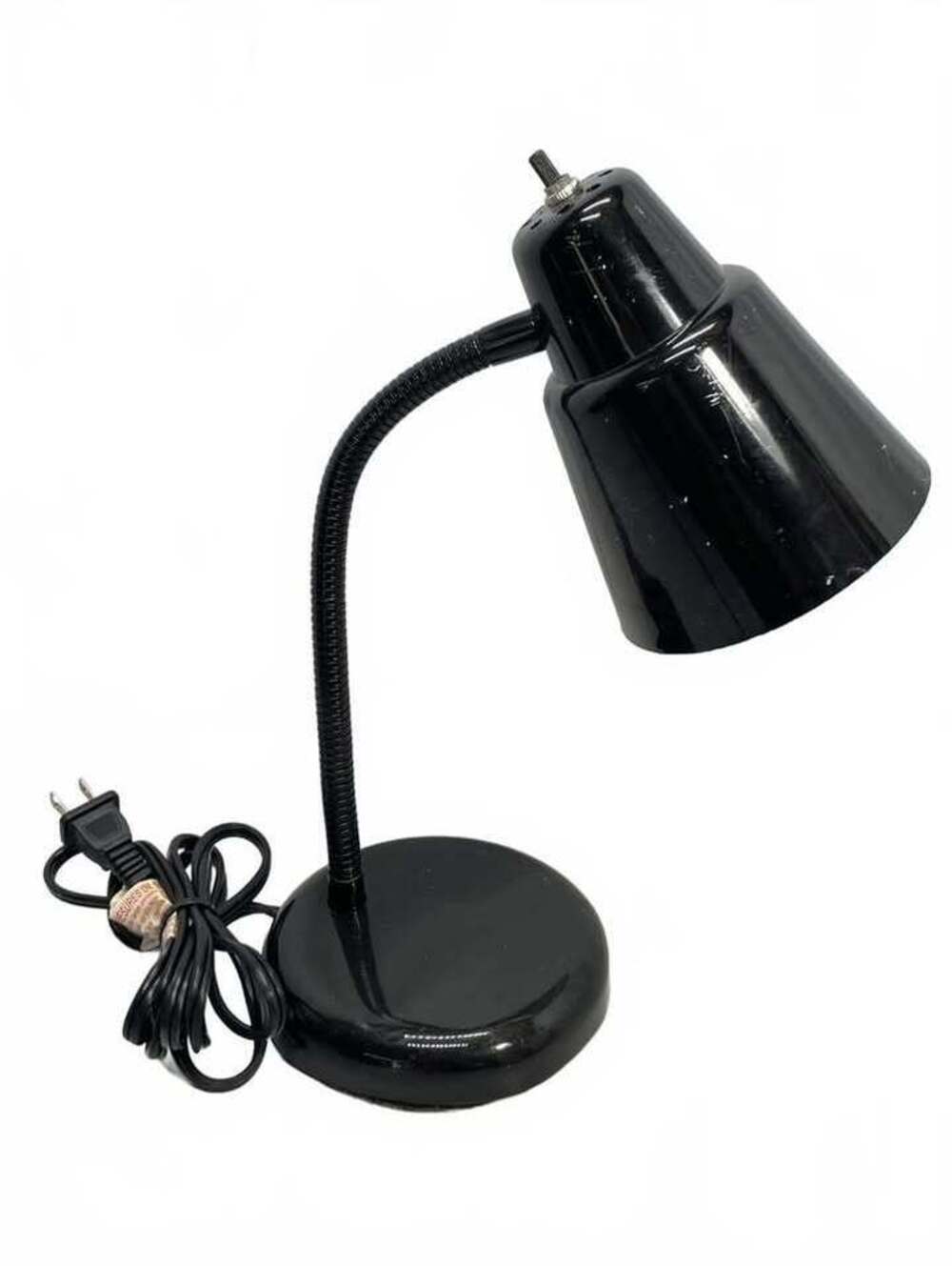 Flexible Gooseneck 14" Black Desk Lamp w/ Weighted Base & Plastic Shade TESTED